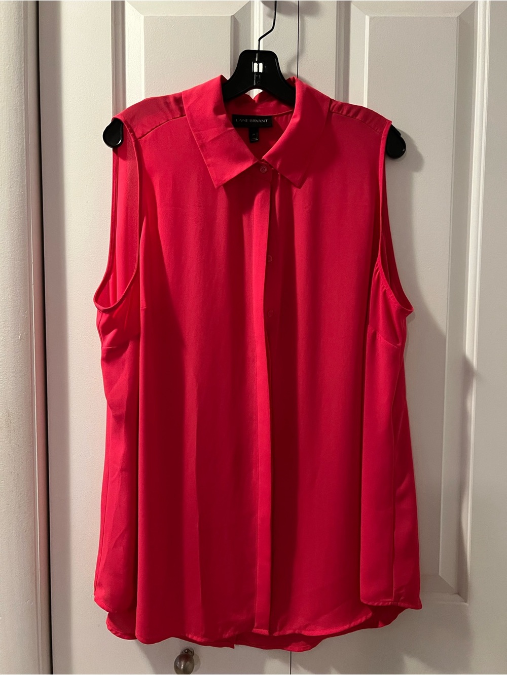 Lane Bryant Hot Pink/Fushia Sleeveless Button-Down Shirt